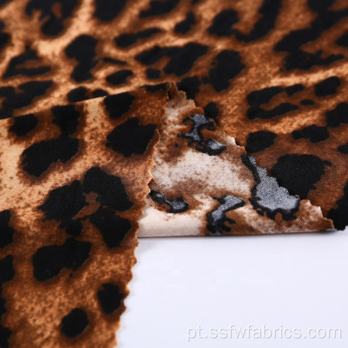 Tecido de malha com estampa na moda Spandex Leopard Print